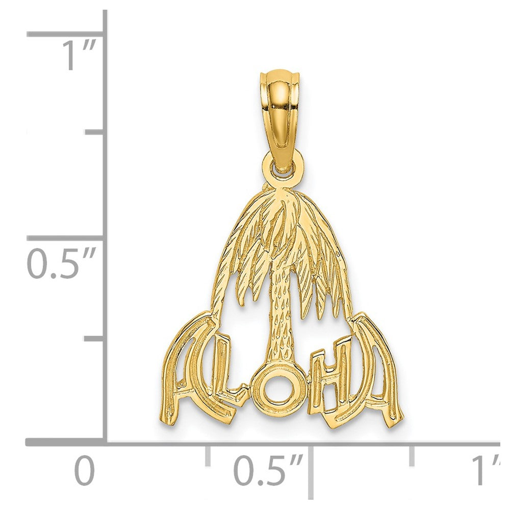 14K Gelbgold Aloha Palme Baum Charm