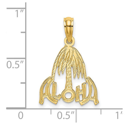 14K Gelbgold Aloha Palme Baum Charm