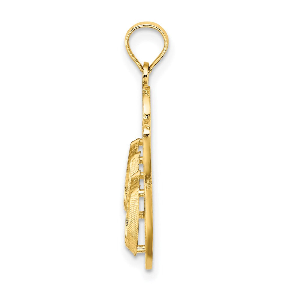 14K Gelbgold 3D "HAWAII ALOHA" Doppel-Flip-Flop-Charm