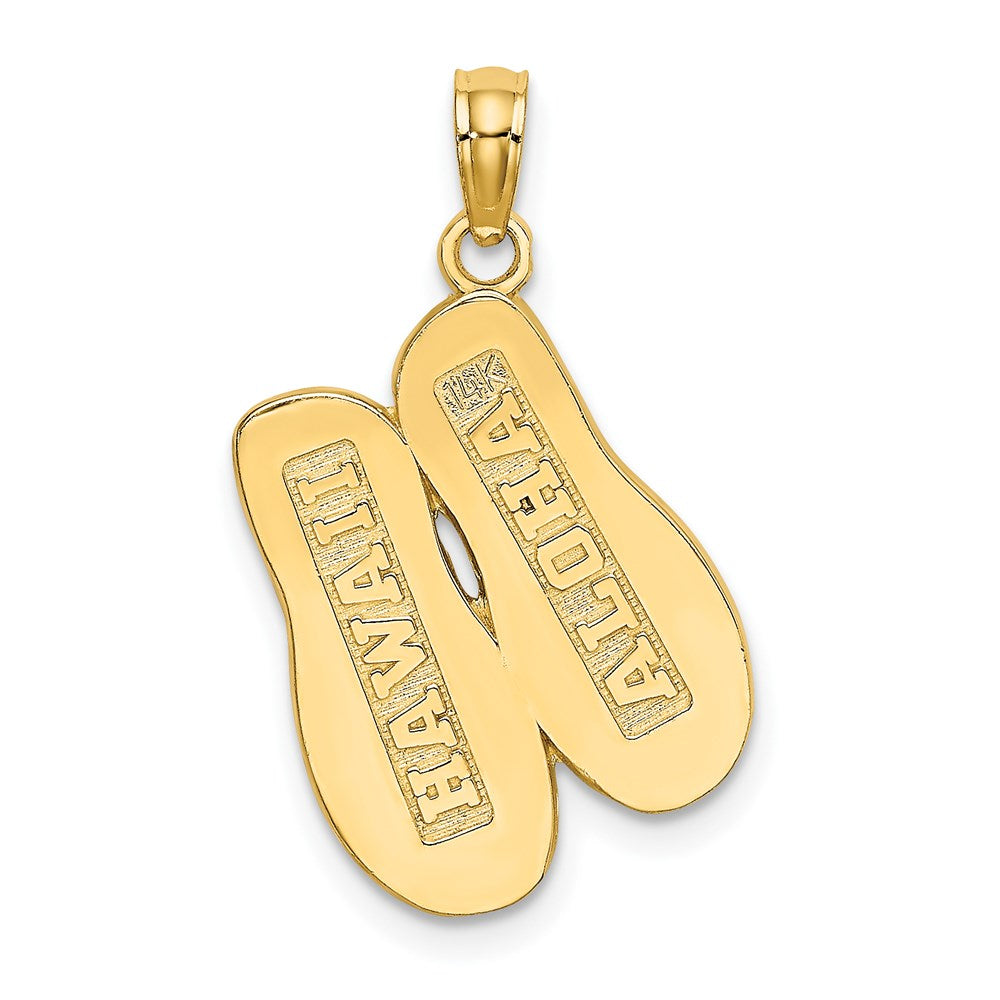 14K Gelbgold 3D "HAWAII ALOHA" Doppel-Flip-Flop-Charm