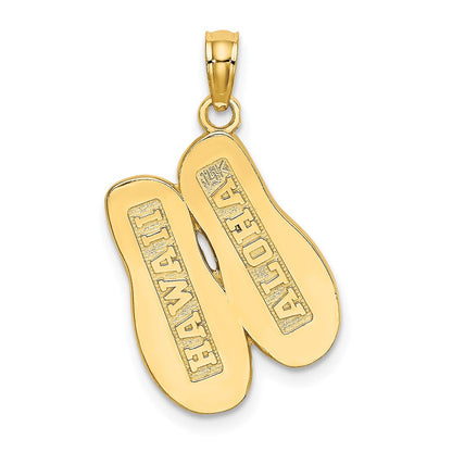14K Gelbgold 3D "HAWAII ALOHA" Doppel-Flip-Flop-Charm
