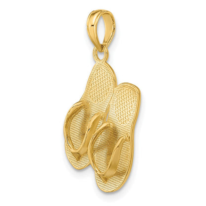 14K Gelbgold 3D "HAWAII ALOHA" Doppel-Flip-Flop-Charm