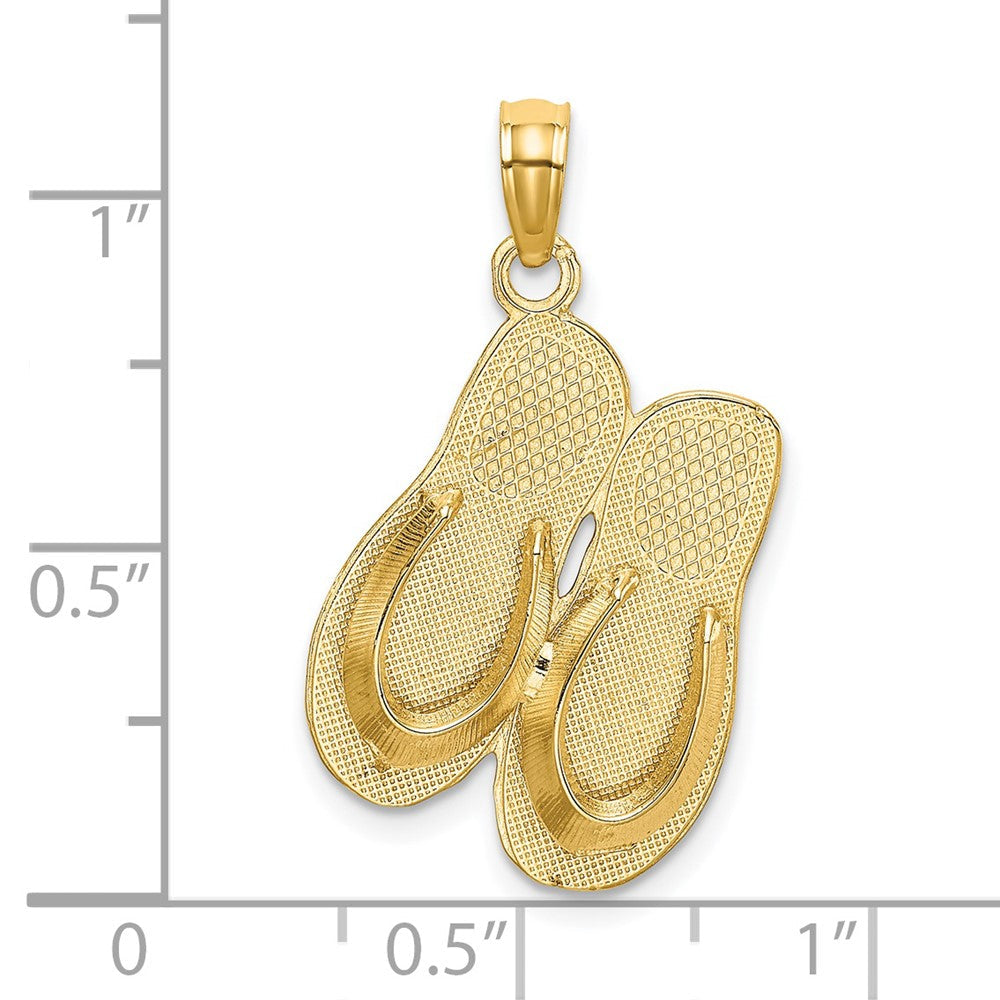 14K Gelbgold 3D "HAWAII ALOHA" Doppel-Flip-Flop-Charm