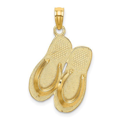 14K Gelbgold 3D "HAWAII ALOHA" Doppel-Flip-Flop-Charm