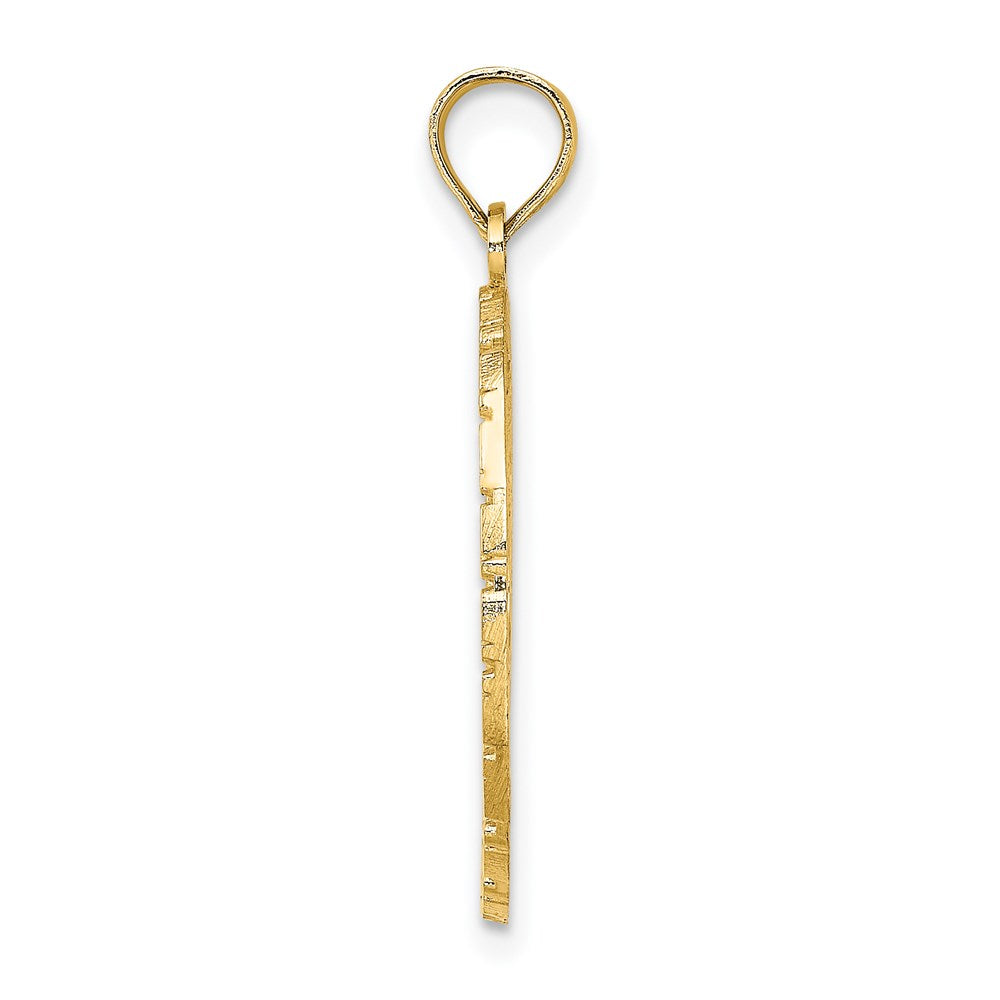 14 Karat Gelbgold Charm "JAMAICA" mit Vogel und Blumen
