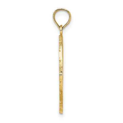 14 Karat Gelbgold Charm "JAMAICA" mit Vogel und Blumen