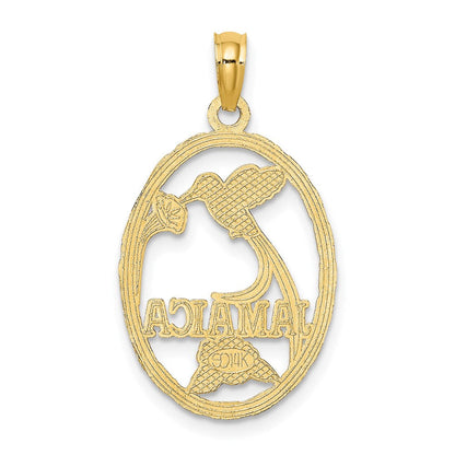 14 Karat Gelbgold Charm "JAMAICA" mit Vogel und Blumen