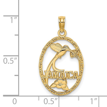 14 Karat Gelbgold Charm "JAMAICA" mit Vogel und Blumen
