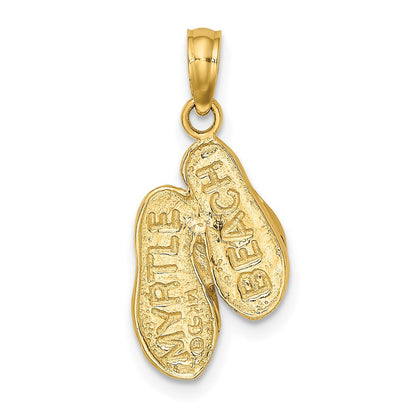 14K Gelbgold 3d Myrtle Beach Flip-flops Charm