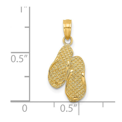 14K Gelbgold 3d Myrtle Beach Flip-flops Charm