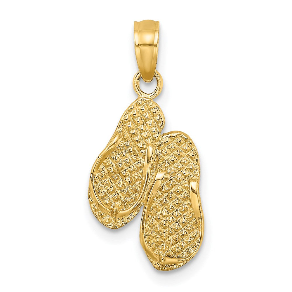14K Gelbgold 3d Myrtle Beach Flip-flops Charm
