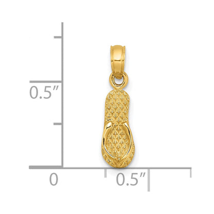 14K Gelbgold 3d Myrtle Beach Einfach Flip-flop Charm