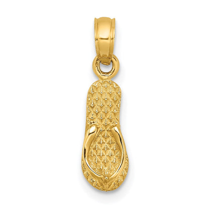 14K Gelbgold 3d Myrtle Beach Einfach Flip-flop Charm