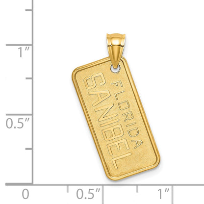 14K Gelbgold Nummernschild-Charm „SANIBEL FLORIDA“