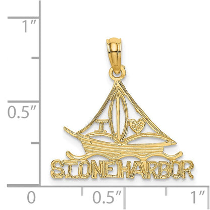14K Gelbgold I Liebe Stein Harbor Segelboot Charm