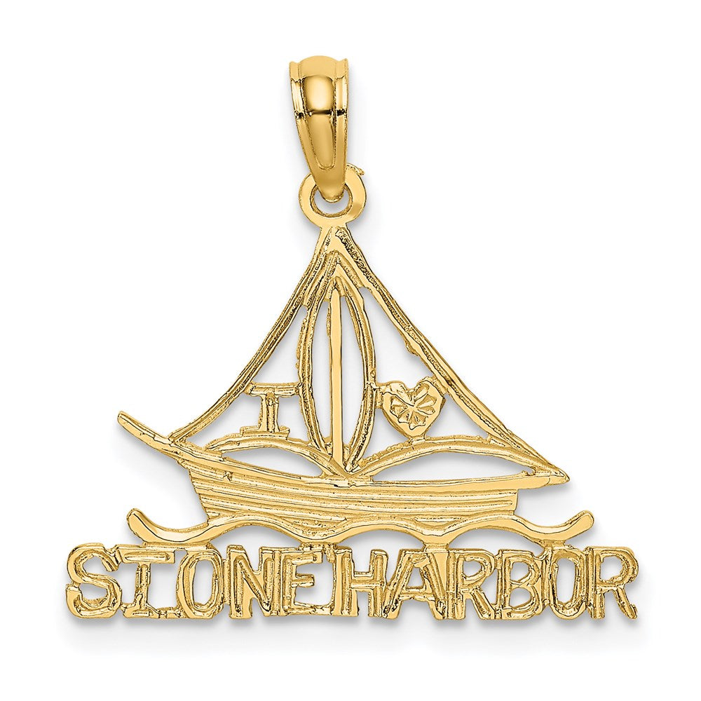 14K Gelbgold I Liebe Stein Harbor Segelboot Charm