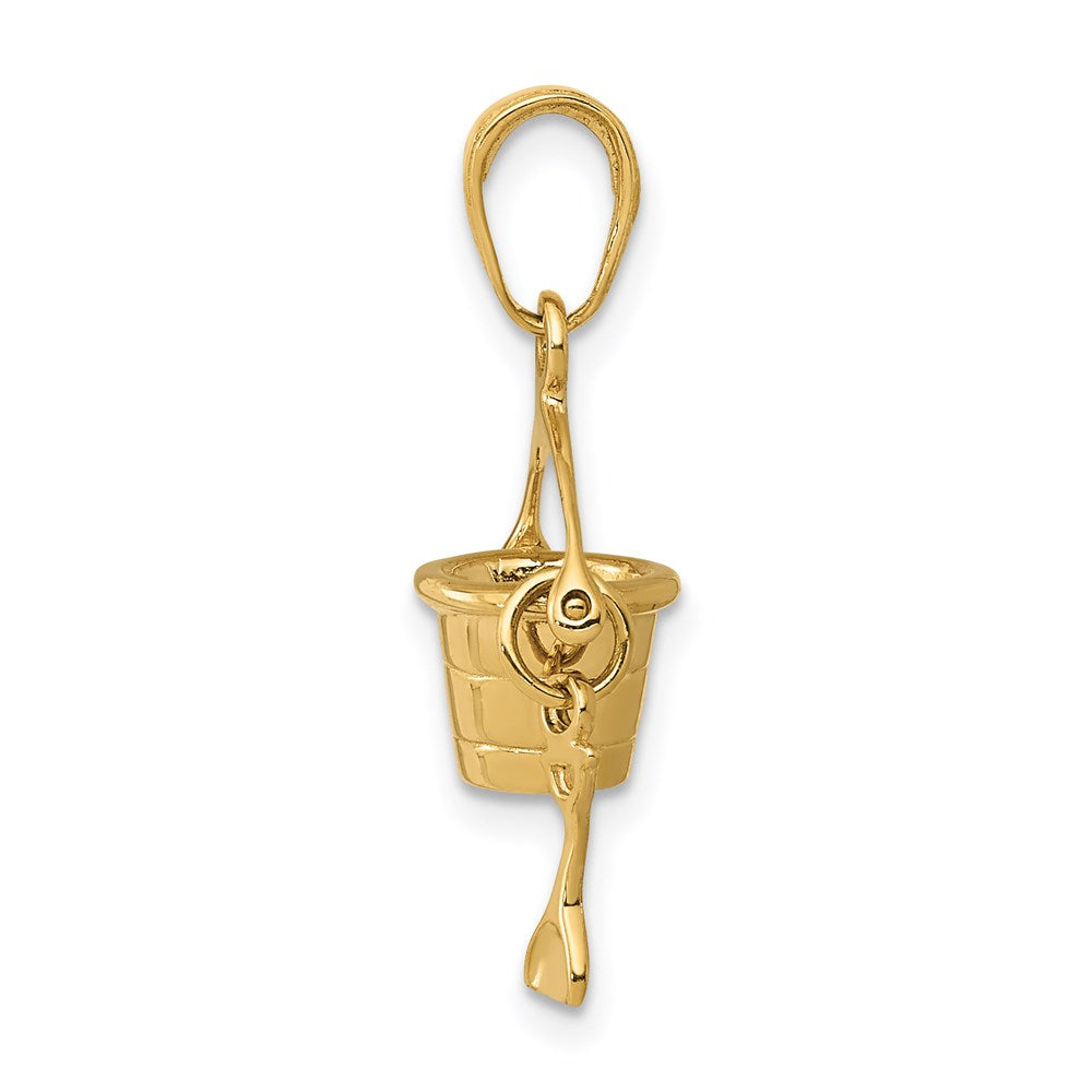 14K Gelbgold 3-D Strandeimer-Charm mit Schaufel