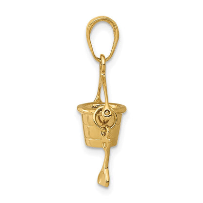14K Gelbgold 3-D Strandeimer-Charm mit Schaufel