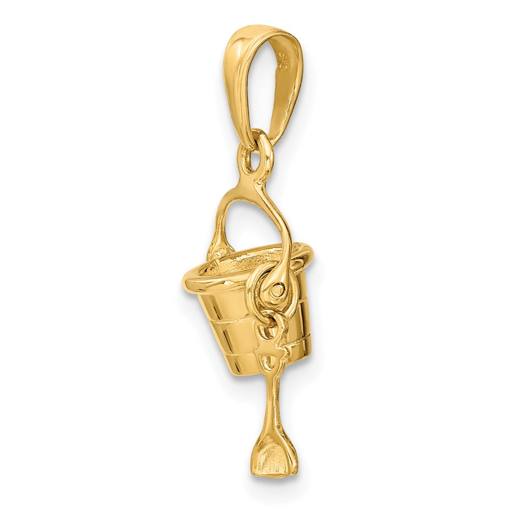 14K Gelbgold 3-D Strandeimer-Charm mit Schaufel