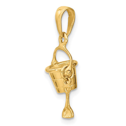 14K Gelbgold 3-D Strandeimer-Charm mit Schaufel