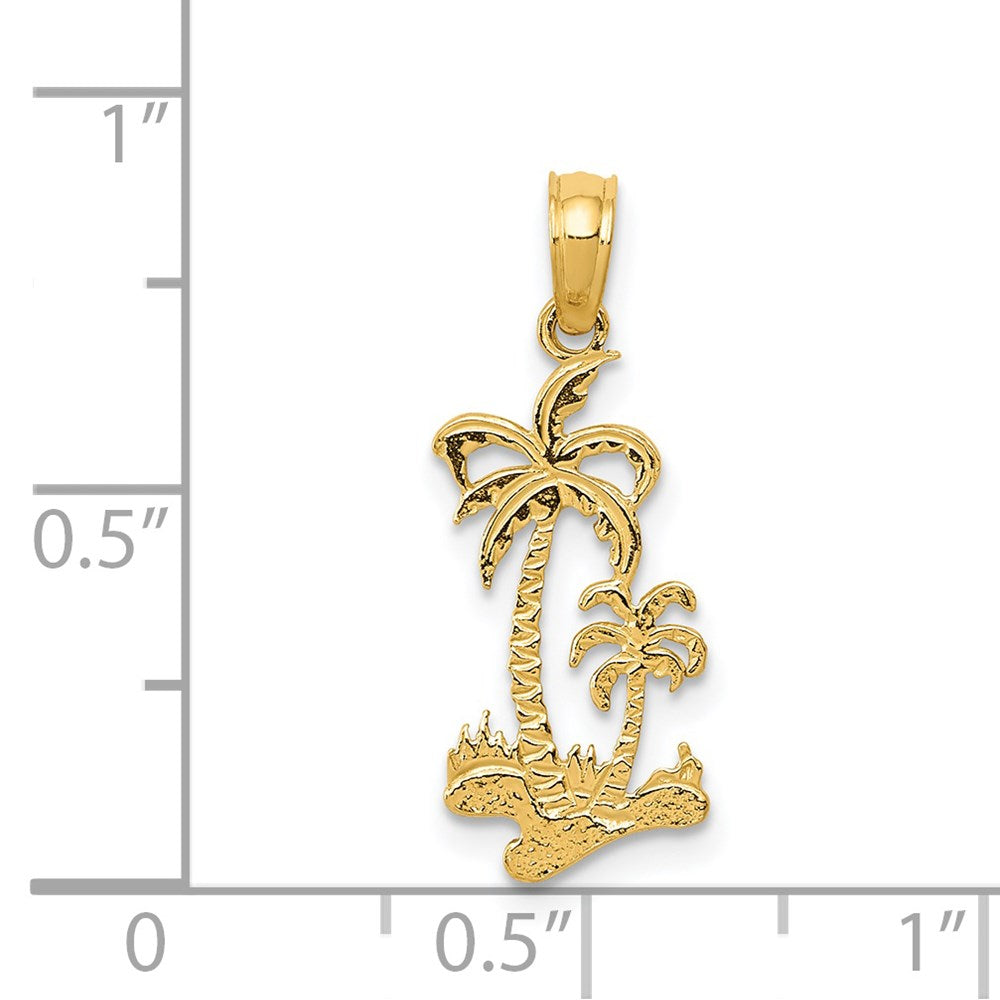 14K Gelbgold Doppelt Palme Trees Anhänger