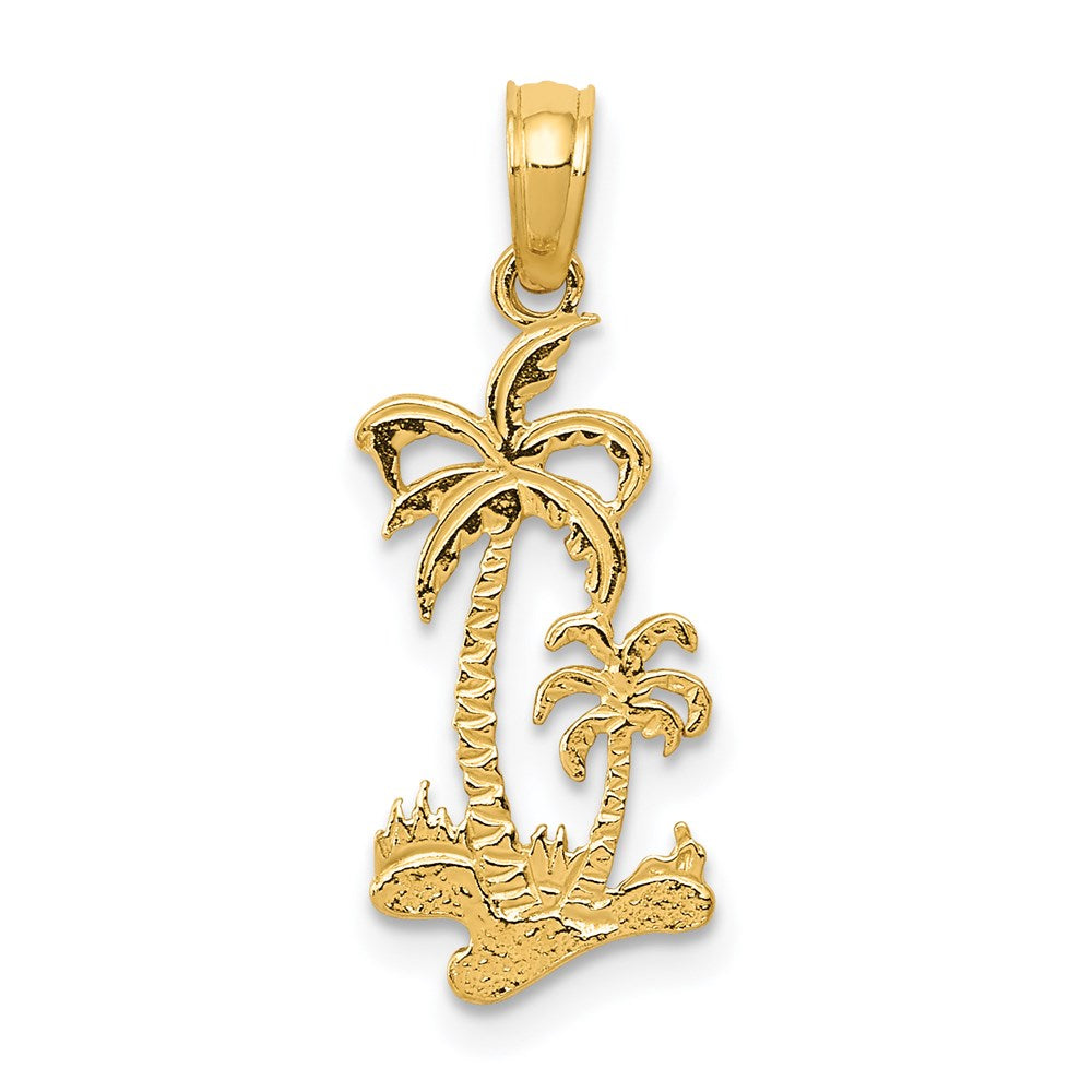 14K Gelbgold Doppelt Palme Trees Anhänger
