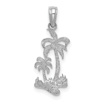 14K Weißgold Doppelt Palme Trees Anhänger
