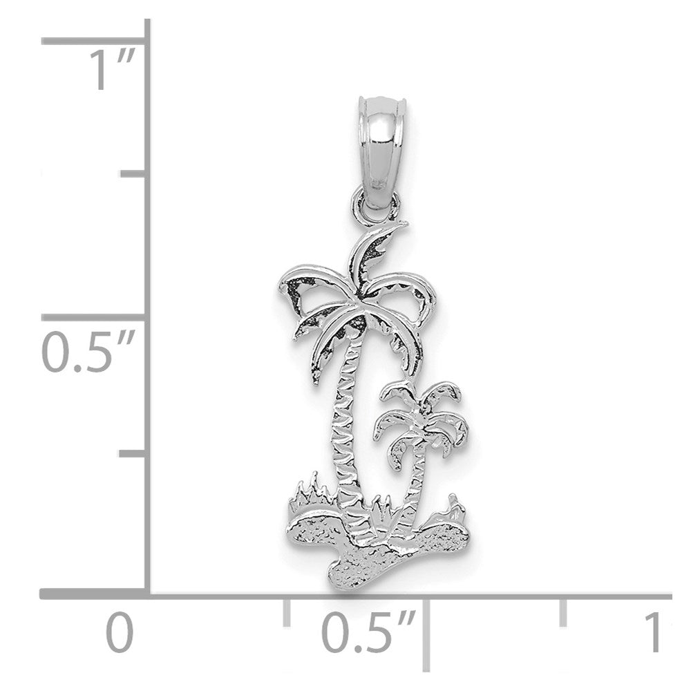 14K Weißgold Doppelt Palme Trees Anhänger