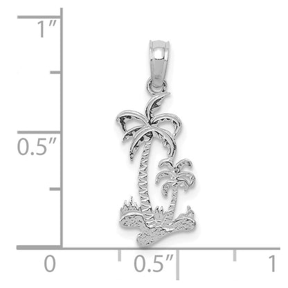 14K Weißgold Doppelt Palme Trees Anhänger