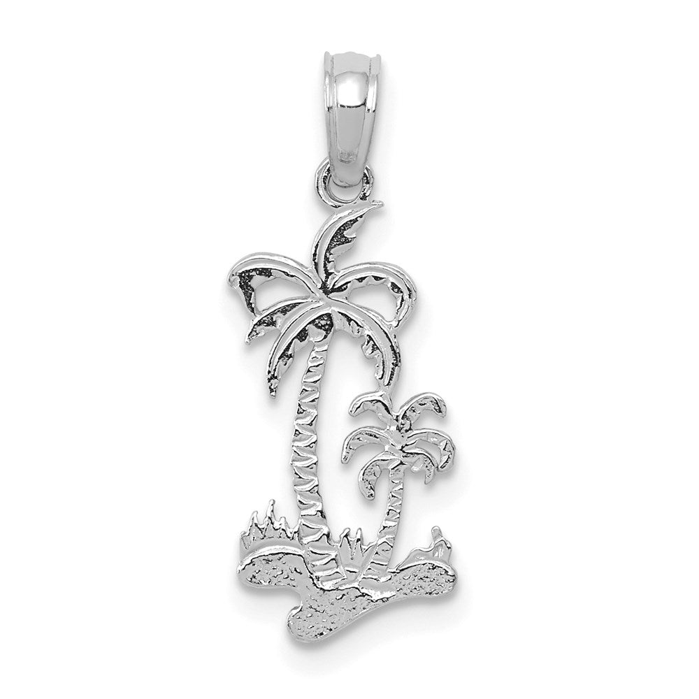 14K Weißgold Doppelt Palme Trees Anhänger