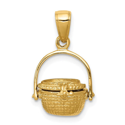14K Gelbgold 3-D Nantucket-Korb-Anhänger