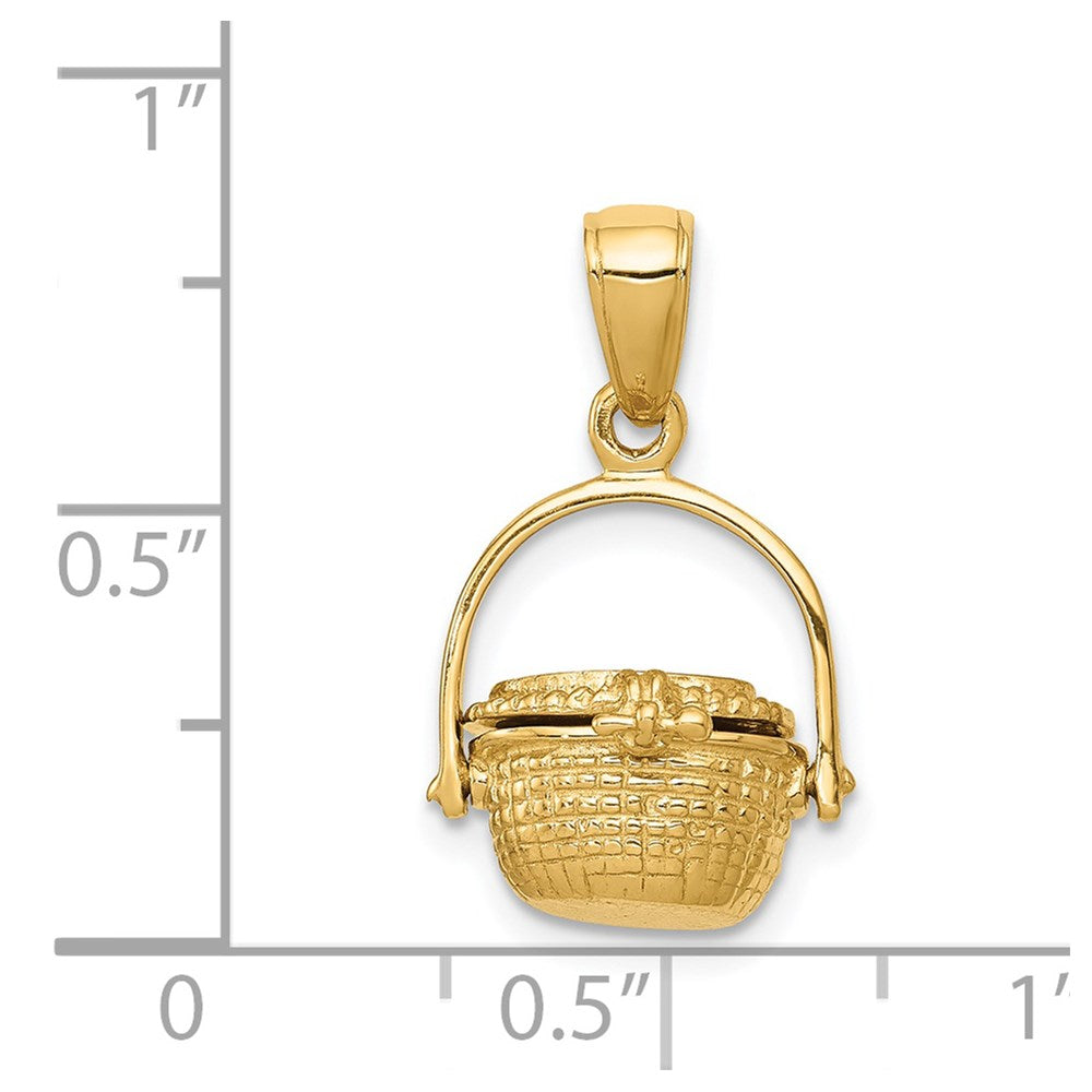 14K Gelbgold 3-D Nantucket-Korb-Anhänger