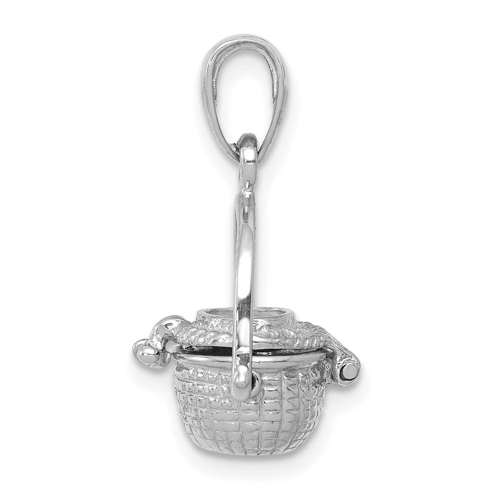 14K Weißgold 3-D Nantucket-Korb-Charm