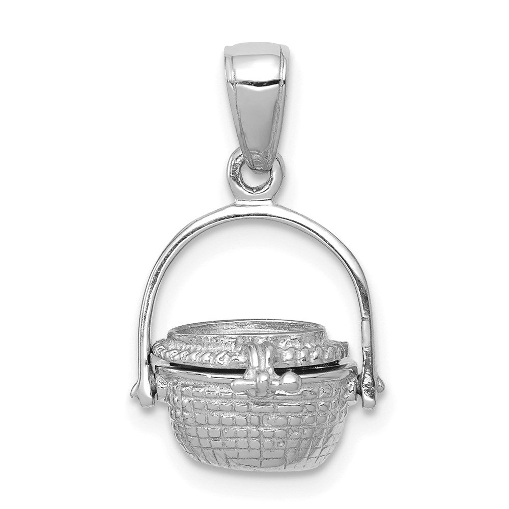 14K Weißgold 3-D Nantucket-Korb-Charm