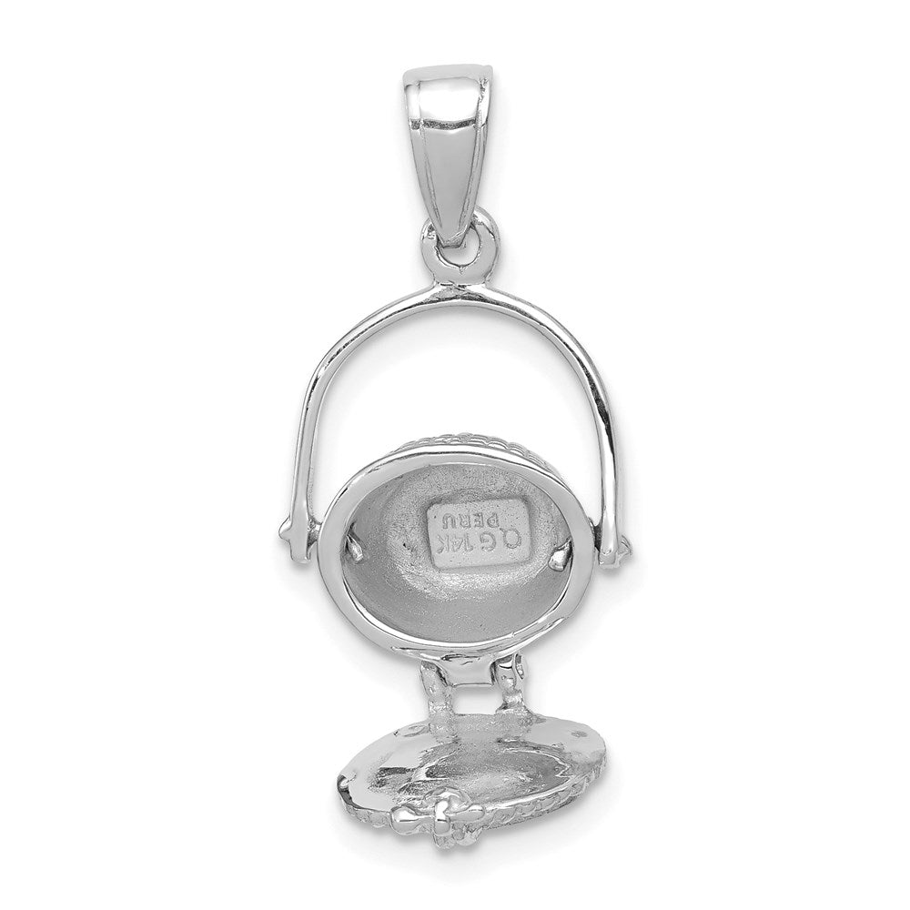 14K Weißgold 3-D Nantucket-Korb-Charm