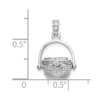 14K Weißgold 3-D Nantucket-Korb-Charm