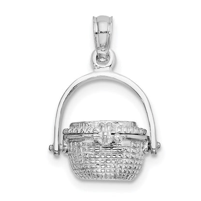 14K Weißgold 3-D Nantucket-Korb-Charm