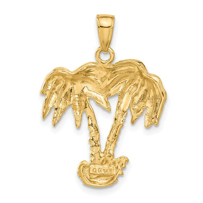 14K Gelbgold Anhänger mit zwei Palmen