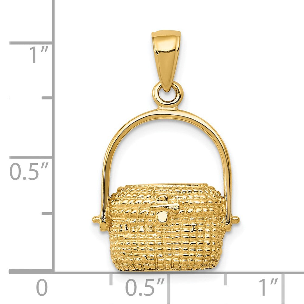 14 Karat Gelbgold Großer Nantucket-Korb-Anhänger