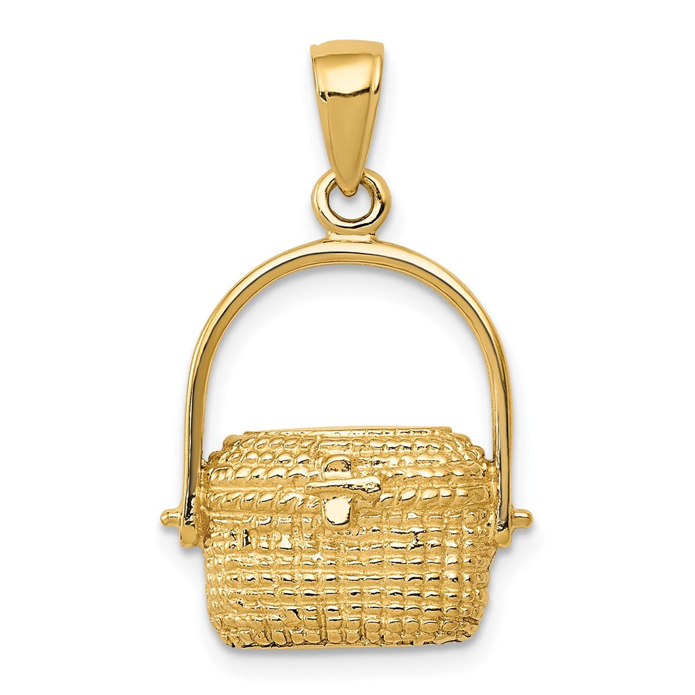 14 Karat Gelbgold Großer Nantucket-Korb-Anhänger