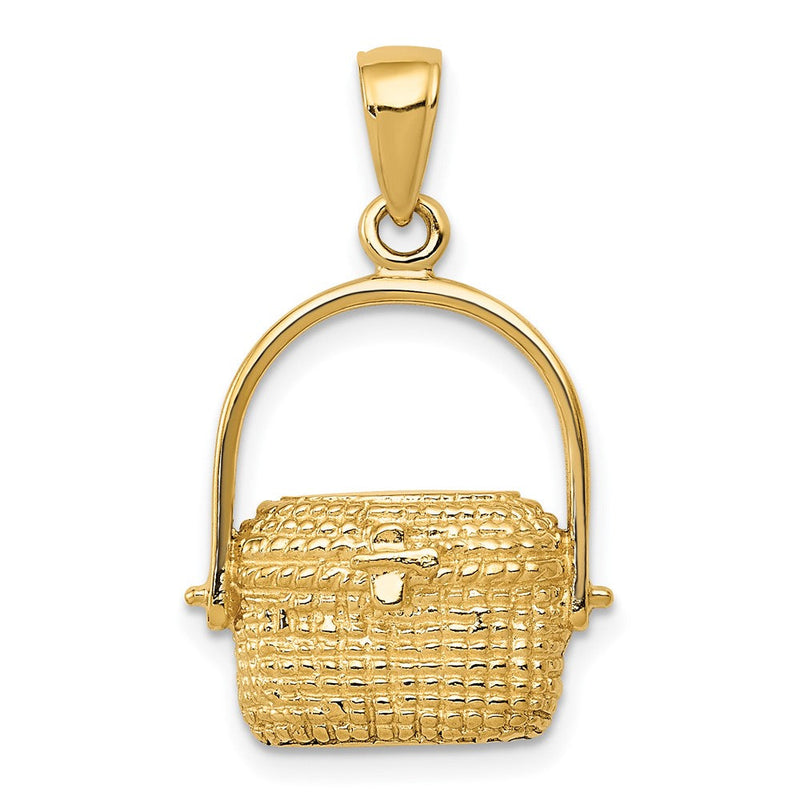 14 Karat Gelbgold Großer Nantucket-Korb-Anhänger