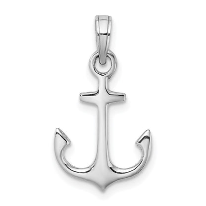 14K Weißgold Anker Anhänger