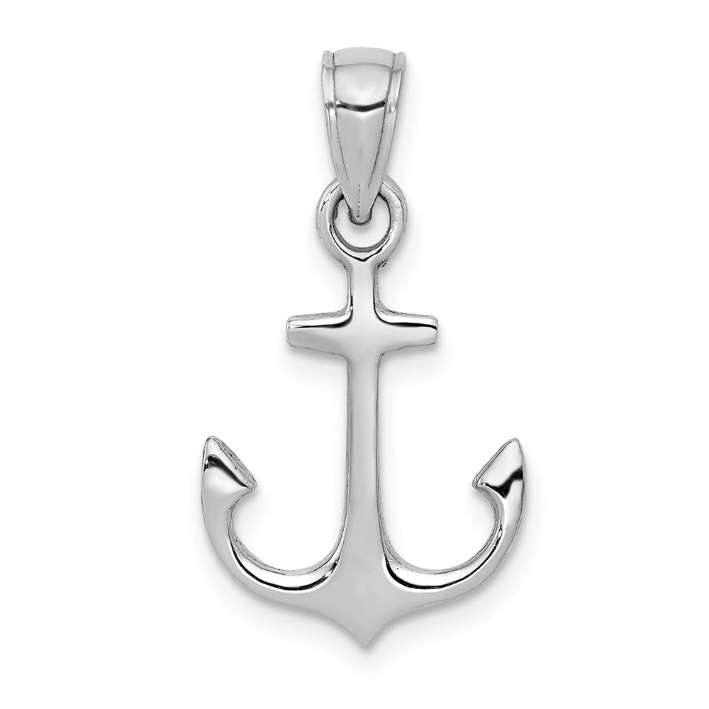 14K Weißgold Anker Anhänger