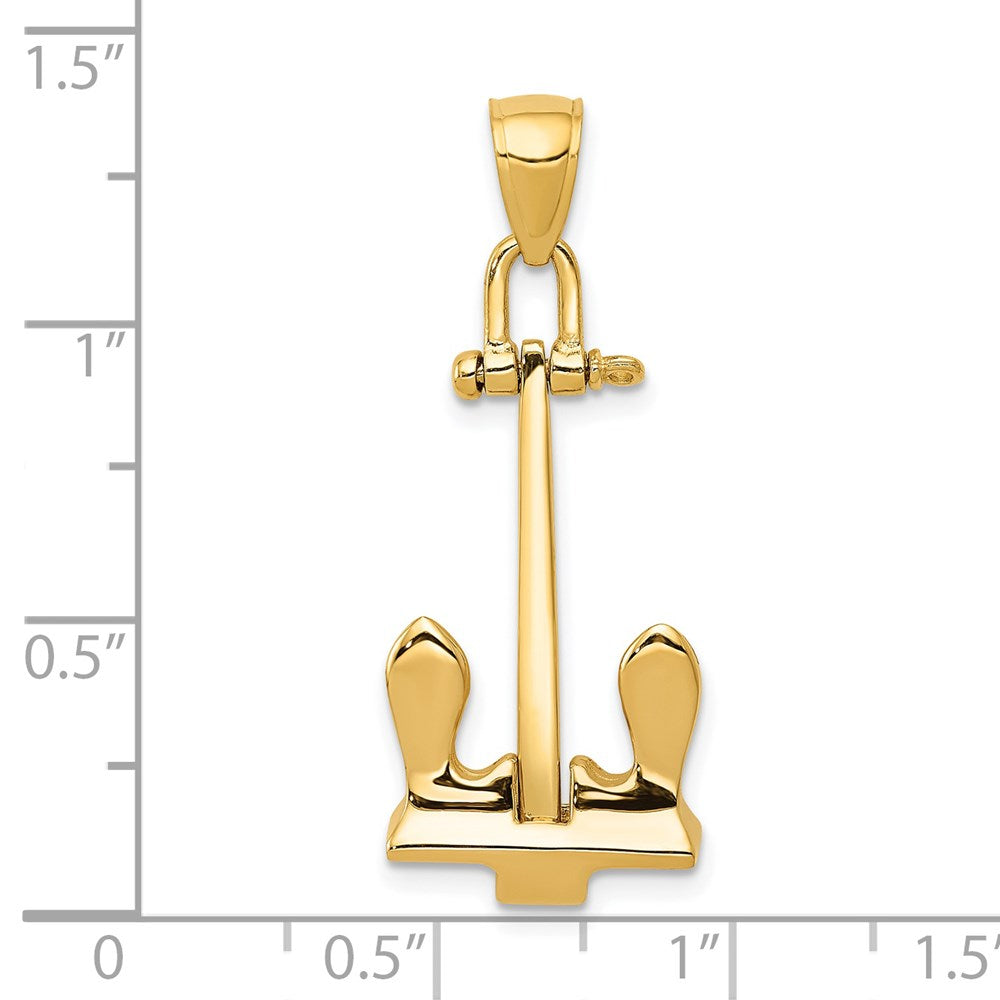 14K Gelbgold 3-D Anker-Anhänger im T-Steg-Stil