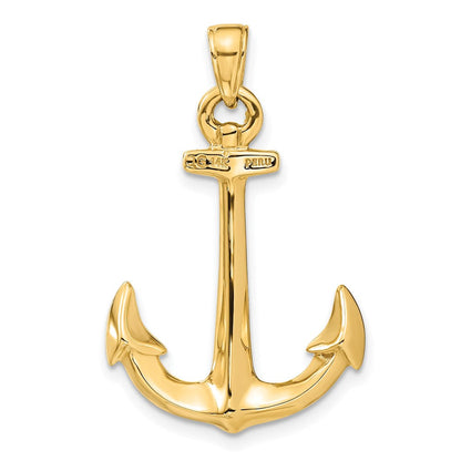 14K Gelbgold 3-D Anker-Anhänger