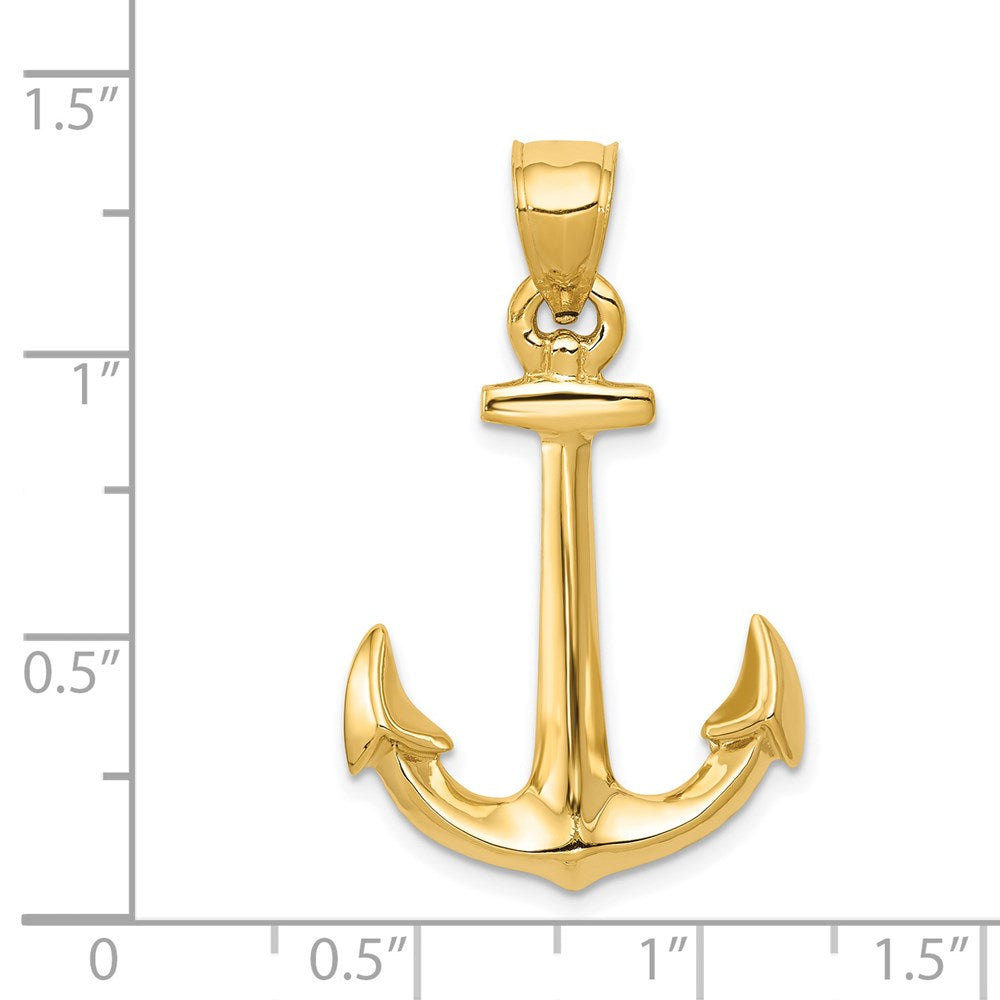 14K Gelbgold 3-D Anker-Anhänger