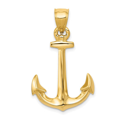 14K Gelbgold 3-D Anker-Anhänger