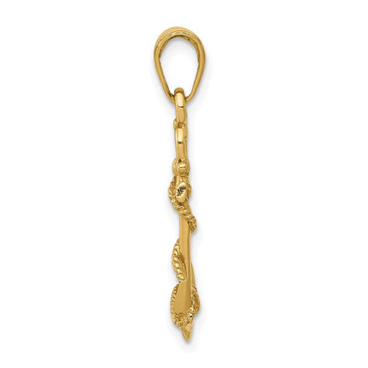 14K Gelbgold 3-d Anker mit Shackle und Entwined Kordel Anhänger