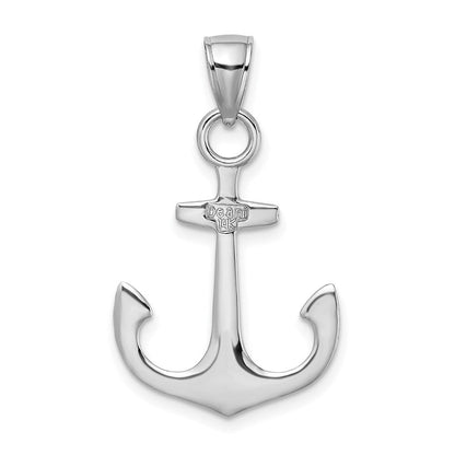 14K Weißgold Polierter 3D-Anker-Charm