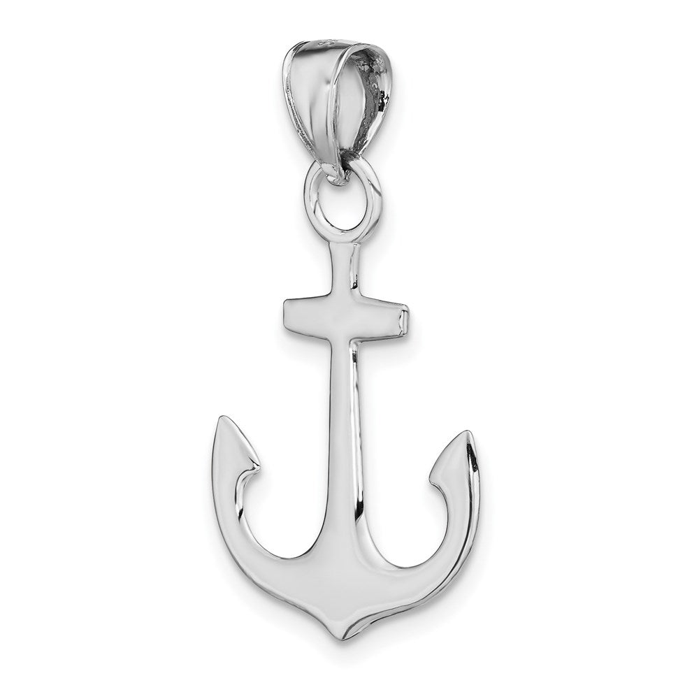 14K Weißgold Polierter 3D-Anker-Charm